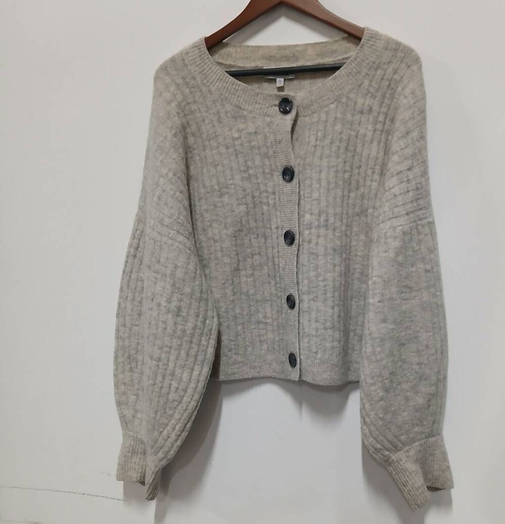 & other stories womens large sweater gray alpaca baloon sleeve slouchy boho